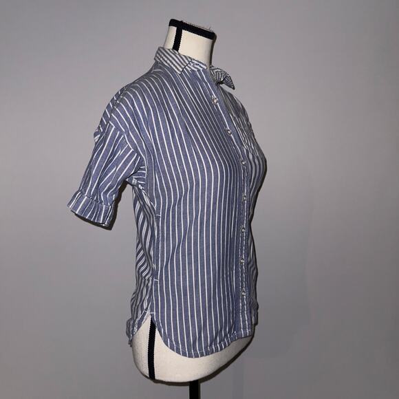 Free Assembly Striped white and blue Button Down Shirt XS - Picture 3 of 7